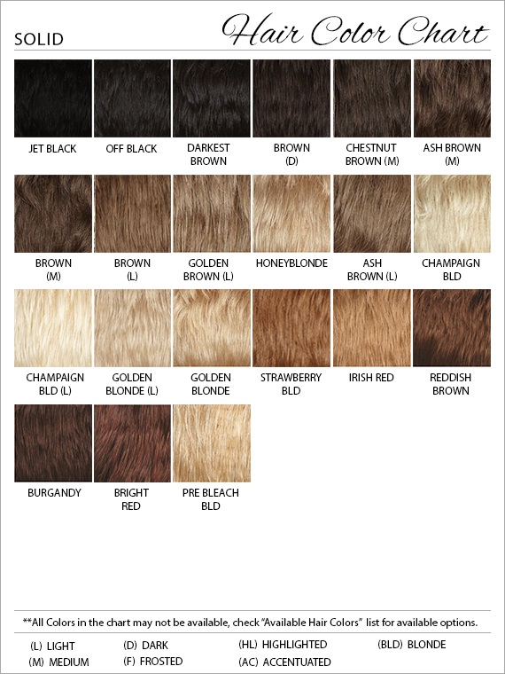 Aspen Wigs Color Chart
